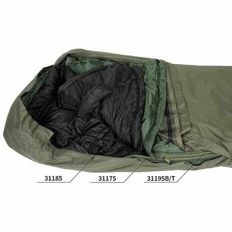 MFH US GI modularer Patrouillen Schlafsack mit seitlichem Rei&szlig;verschluss, olivgr&uuml;n