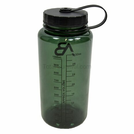AB Feldflasche transparent 1000 ml olivgr&uuml;n, gro&szlig;e &Ouml;ffnung, BPA-frei