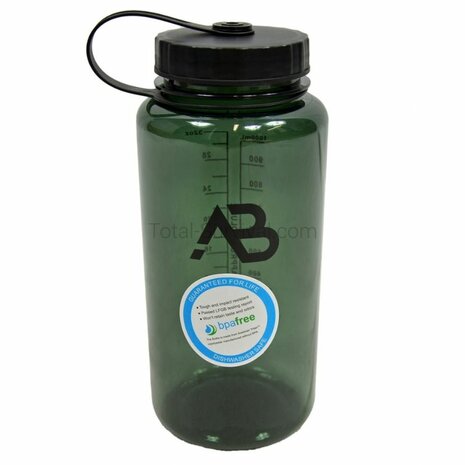 AB Feldflasche transparent 1000 ml olivgr&uuml;n, gro&szlig;e &Ouml;ffnung, BPA-frei
