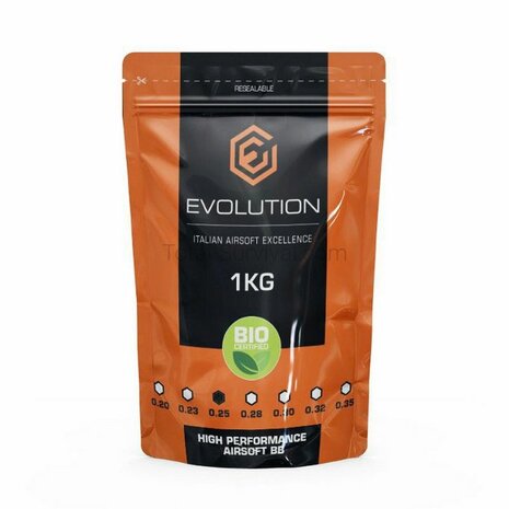 Evolution High Performance Airsoft-BBs Bio 0,25 g 6 mm wei&szlig;, 1kg Beutel