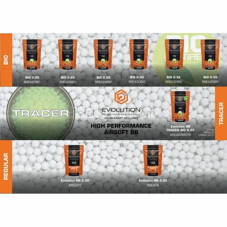 Evolution High Performance Airsoft-BBs Bio 0,25 g 6 mm wei&szlig;, 1kg Beutel