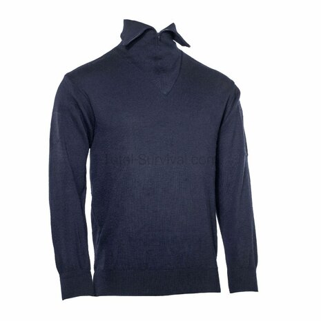 Nederlandse brandweer schipperstrui Wol met col, donkerblauw