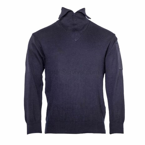 Nederlandse brandweer schipperstrui Wol met col, donkerblauw