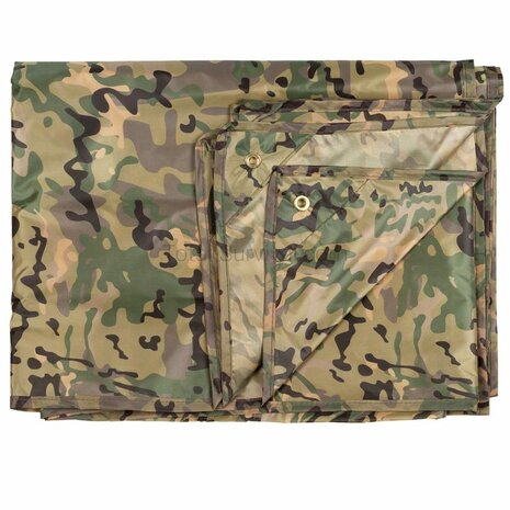 MFH Tarpaulin, 190T polyester, BTP Multicam, metal eyes, 400 x 500CM