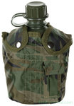 US canteen 1L with cover and alice clips, woodland camo, BPA free