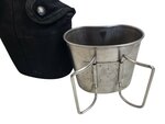 Dutch army canteen 1QT with stainless steel cup and black Molle pouch