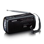 Lenco MCR-113BK noodradio / wereldradio AM/FM/SW met LED lamp en accu, opwindbaar, zwart