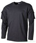 MFH US Longsleeve shirt met mouwzakken, zwart
