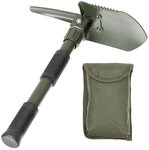 3-in-1 folding shovel with cover, green