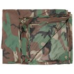 MFH Tarpaulin, 190T polyester, woodland camo, metal eyes, 300 x 300CM