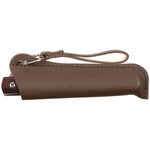 Fox outdoor bushcraft klapmes met houten handvat, 21cm, leren schede
