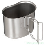 MFH US Canteen Cup, roestvrij staal, opvouwbare handvatten