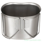 MFH US Canteen Cup, roestvrij staal, opvouwbare handvatten