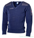 Kommandopullover der holländischen Militärpolizei aus Wolle/Acryl mit V-Ausschnitt, blau