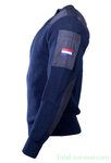Kommandopullover der holländischen Militärpolizei aus Wolle/Acryl mit V-Ausschnitt, blau