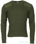 Pull commando armée britannique en laine, vert olive