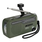 Fosco survival radio / world radio AM/FM/SW with LED lamp and battery, wind-up, OD green