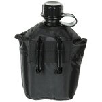 MFH US Veldfles 1L met hoes en alice clips, zwart, BPA vrij