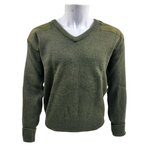 British Military Police Commando V-Neck Sweater, 100% Wool, OD green