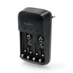 Nedis NiMH Batterijlader AA / AAA / E-Blok (9V), zwart