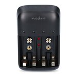 Nedis NiMH Batterijlader AA / AAA / E-Blok (9V), zwart
