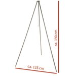 Fox outdoor stainless steel tripod, heavy duty, 1.9m, with chain and hook