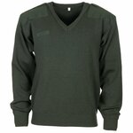 Pull commando de la police militaire néerlandaise en laine/acrylique avec col en V, vert olive