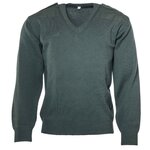 Kommandopullover der holländischen Militärpolizei aus 100 % Wolle mit V-Ausschnitt, oliv grün