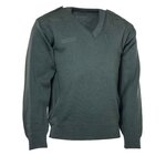 Kommandopullover der holländischen Militärpolizei aus 100 % Wolle mit V-Ausschnitt, oliv grün