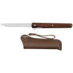 Fox Outdoor Bushcraft Klappmesser mit Holzgriff, 21 cm, Lederscheide