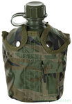 US Plastikfeldflasche mit Hülle 1L, woodland camo, BPA-frei