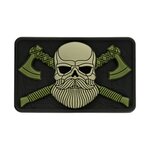 M-Tac velcro patch Bearded skull, 80x50 mm, groen / zwart