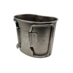 Kantinenbecher der niederländischen Armee, Edelstahl, klappbare Griffe