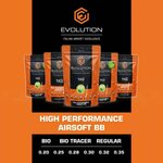 Evolution High Performance airsoft BBs Bio 0.25g 6mm wit, zak 1Kg