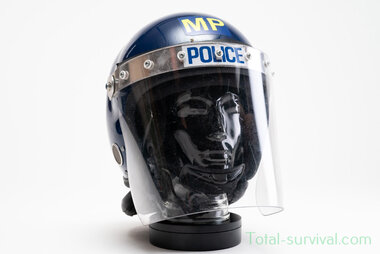 MLA riot gear Guardian MK2 politiehelm met nekbescherming en vizier, blauw
