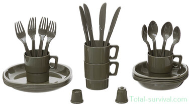 Outdoor Plastic Mess Kit, 26-part, OD green