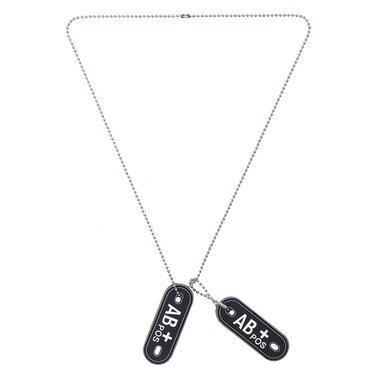 101 INC Dog tags PVC Groupe sanguin AB+ positif