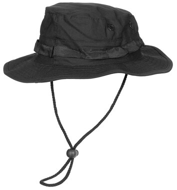 MFH US GI Bush Hat, kinriem, GI Boonie, Rip Stop, zwart