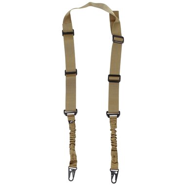 MFH Bungee sling 2-point fixation, coyote tan, with 2 carabiners