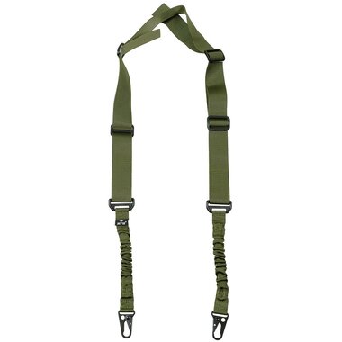 MFH Bungee sling 2-point fixation, OD green, with 2 carabiners