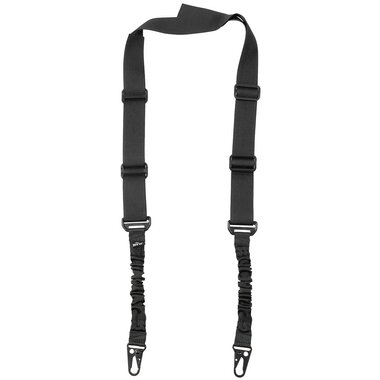 MFH Bungee sling 2-point fixation, black, with 2 carabiners