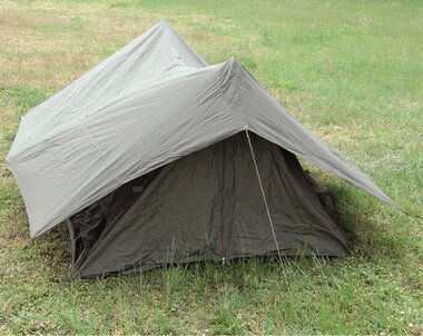 French army tent 2-person, 2 parts with groundsheet, OD green