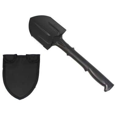 MFH field shovel with nylon handle and cover, black