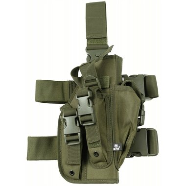MFH Leg holster with magazine pockets, Right, OD green