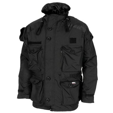 MFH commando jas, Smock, met capuchon, winddicht, zwart