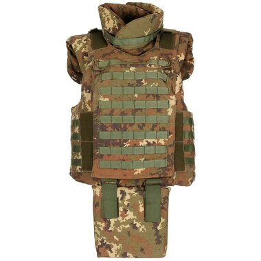 Italiaanse NC4 body armour vest, met kevlar soft en hard armour fillers, full kit, vegetato camo