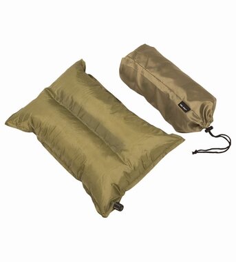 Mil-tec zelf opblaasbaar kussen, khaki groen