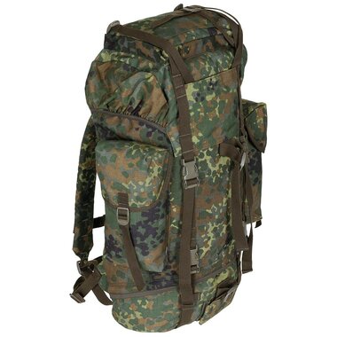 German Bundeswehr combat field backpack 65L with side bags, flecktarn