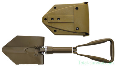 MFH Bundeswehr Folding shovel / field shovel 3-part large with cover, coyote tan