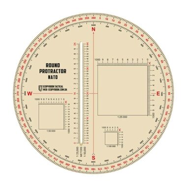 Ecopybook Taktisches Lineal / Winkelmesser rund (130mm) NATO